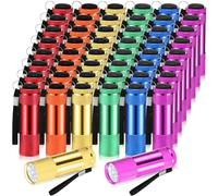 VIHOSE 48 Pcs Mini Flashlights Bulk, Bright Aluminum Handheld Flash Light with Lanyard, Small LED Flashlights for Kids Night Reading Emergency Hurricane Camping Hiking Party Favors(Classic Color)