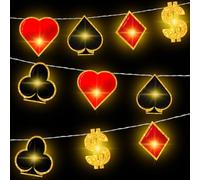 VIHOSE Casino Theme Party Decorations Las Vegas Party Supplies 20 LED 10 ft Poker String Lights for Casino Night Las Vegas Night Baby Shower Birthday Decorations