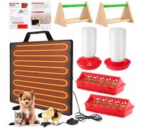 VIHOSE Chick Starter Kit Include Adjustable Chicken Coop Heater 77℉ to 200℉ Radiant Heat Panel 0.8 Gal Chicken Waterer and 2.9 Lbs Feeder and Chick Perch and Flip Top Poultry Feeder