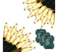 VIHOSE Christmas Battery Operated String Light Total 51 ft 150 LED Waterproof Battery Powered Warm White Light 9 Modes 17 Ft*3 with Timer for Xmas Indoor Outdoor Holiday Party