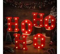 VIHOSE Christmas in July LED Letter Lights Sign Table Decoration Light up Letters Battery Powered Letter for Home Bar Christmas Party Bedroom Tabletop Decoration Gift (Ho Ho)