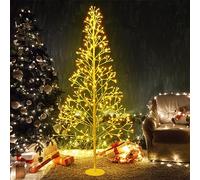 VIHOSE Christmas Lighted Birch Trees Alpine Artificial Christmas Tree Bendable Twig Warm White Lighted Trees Artificial Twig Fairy Light Tree for Home Christmas Party Holiday Decor(5 ft/ 384 LED)
