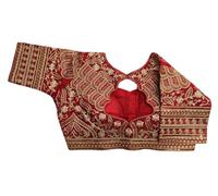 Vihu Fashion Women's Readymade Blouse Embroidery Multi Heavy Coding Gold Thread Indian Ethnic Designer Stitched Bridal Saree Blouse for Wedding Women Blouse for Saree Lehenga Choli, Red, 10