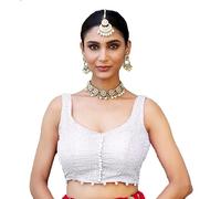 Vihu Fashion Women's Readymade Fancy Potli Pattern Blouse Embroidery Lucknowi Work Sequence Work Indian Ethnic Designer Sleeveless Blouse Readymade Sweetheart Neck Blouse Women Saree Lehenga Choli