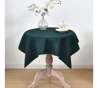 Viiamacki 2PCS Dark Green Square Small Tablecloth, 24 x 24 Inch, Stain and Wrinkle Resistant Machine Washable Polyester Table Cloth, Fabric Nightstand End Table Cover