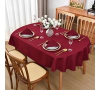Viiamacki Burgundy Oval Tablecloth, 60 x 84 Inch, Stain and Wrinkle Resistant Machine Washable Polyester Table Cloth, Fabric Table Cover for Dining Buffet Party and Outdoor Use