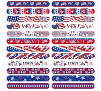 Viicoor 48PCS Slap Bracelets Independence Day Snap Bracelet Wrisrtband for Party Favors Basket Bag Filler School Prizes
