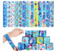 Viicoor Slap Bracelets for Kids 30PCS Animals Slap Bands Party Gadget Fillers Favors Multicolour (Ocean-30P)