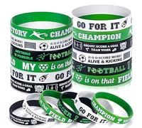 Viicoor Wristband 24 Pieces Football Rubber Bracelets for Kids Suitable for Ball Theme Party Favor Children Birthday Gifts