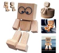 Viiikup Shaking Wooden Man Figurine, Funny Car Gift for Men, Dashboard Ornament, Creative Desk Decor for Drivers, Friends, Office, 1PCS, Shaking Wooden Man Figurine with 12 Magnetic Faces
