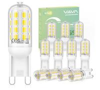 VIIIVA G9 LED Light Bulbs Dimmable 5W-12Pcs, Cool White 6000K, 500LM, Equivalent to 45W G9 Halogen Bulb, Energy Saving Bulb, CRI>80, 360° Beam Angle, No Flicker, for Home Lighting, Crystal Chandelier