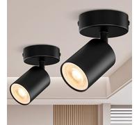 VIIIVA Spotlight Ceiling Light Adjustable-2 Packs, Matt Black Round GU10 LED Spotlight Single Rotatable Wall Light, 1 Spot Ceiling Lights, GU10 Industrial Spotlights Fitting, Bulb Not Included