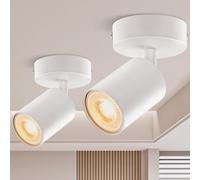 VIIIVA Spotlight Ceiling Light Adjustable-2 Packs, Matt White Round GU10 LED Spotlight Single Rotatable Wall Light, 1 Spot Ceiling Lights, GU10 Industrial Spotlights Fitting, Bulb Not Included