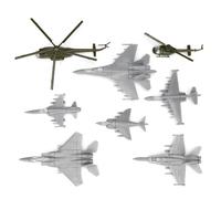 ViiKONDO Aircraft Model Toy Plane 8pcs 1/144 Scale Mini Warplane Building Kit DIY Assembly Jet US UK China SU-25/F-5E/AV-8A/FA-18/F-15/SU-30MKK/UH-1/MI-8 Collection