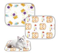 Viilich 2 Pack Ice Silk Pet Cooling Mat, 40x50cm Washable Summer Cool Pad, Dual Cute Pattern Breathable Cooling Sleeping Pad for Rabbits, Hamsters, Cats, Small Puppies
