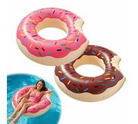 Viilich 2pcs Donut Inflatable Swimming Rings, Pool Float Swim Tubes for Kids Adults, Thickened PVC Rubber Rings for Swimming, Cute Water Swim Toys for Summer Beach Pool Party