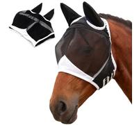 Viilich Horse Fly Mask with Ears, Breathable Fine Mesh Equine Fly Veil, Anti-Rub Horse Face Cover with Generous Eye Clearance for Turnout Pasture, 3 Sizes for Ponies, Cobs and Full-Size Horses