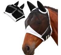 Viilich Horse Fly Mask with Ears, Breathable Fine Mesh Equine Fly Veil, Anti-Rub Horse Face Cover with Generous Eye Clearance for Turnout Pasture, 3 Sizes for Ponies, Cobs and Full-Size Horses