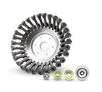 Viilich Steel Wire Strimmer Head for Garden Lawn Mower 200 x 25.4 mm Cone Weed Brush Professional Wild Herb Joint Brush Steel Round Brush with 4 Adapters for Weed Trimmer Garden (8 Inches)