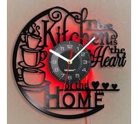 Viiluuxr 12-Inch Vinyl Kitchen Wall Clock Colorful LED Lights Remote Control Night Light Home Bar Kitchen Restaurant Decor Birthday Gift for Mother Friends Unique Clock.(Colorful-With Led)