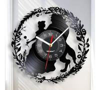 Viiluuxr 12 Inch Vinyl The Beast Wall Clock Silent Battery Operated Non-Ticking Kitchen Child's Room Hoome Decor Christmas Birthday Gift Cartoon Clock.