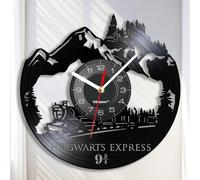Viiluuxr 12 Inch Vinyl Wall Clock Silent Battery Operated Non-Ticking Hogwarts Express Movie Themed Home Living Child Room Kitchen Decor Christmas Birthday Magician Gift Unique Clock.