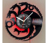 Viiluuxr LED Luminous Vinyl Record Clock 30 cm Radio Controlled Strips Science Fiction Film Evil Dragon Gaming Decoration Room Night Light without Ticking Noise Outdoor Luminous Ambience Wall Clock