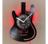 Viiluuxr LED Luminous Vinyl Record Clock Battery Operated 30 cm Radio Controlled Clocks LED Strips Musical Instruments Guitar Gaming Decoration Room Night Light Silent Music Room Luminous Ambience
