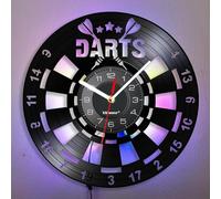 Viiluuxr LED Luminous Vinyl Record Clock LED Stripes Darts Designs Craft Bars Kitchen Playroom Decoration Gifts for Dart Enthusiasts Night Light Luminous Ambience Wall Clock (Colourful)