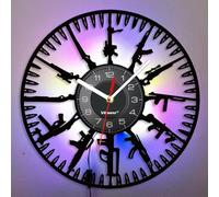 Viiluuxr Vinyl Record LED Wall Clock 12 Inch Neon Clock Gun Shape Christmas Night Lamp Remote Control 7 Colors Luminous Ambient Mood light Home Kitchen Bedroom Outdoor Decoration.