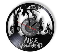 Viiluuxr Vinyl Record Wall Clock - 12 Inch Silent Battery Operated Alice Cartoon Animated Movie Themed Home Decoration Creative Gift Non-Ticking Quartz Clock. (AW-2688-NO LED)