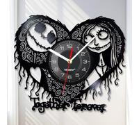 Viiluuxr Vinyl Record Wall Clock - 12 Inch Silent Battery Operated Nightmare Before Christmas Home Decoration Creative Thanksgiving Gift for Friends Non-Ticking Quartz Clock. (NTBC-02-NL)