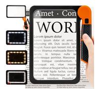 Viimnss Large 5X Magnifying Glass with Light, Full Page Rectangular Lens, 48LED Cold & Warm Light, Folding Handheld Illuminated Magnifier for Seniors, Low Vision Reading, Inspection