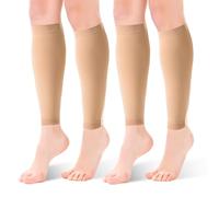 Viiotu 2 Pairs Calf Compression Sleeve Men Women, 20-30 mmHg Calf Compression Socks for Women, Footless Compression Socks for Travel Flight