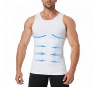 viiotu Compression Vest Men, Men's Gynecomastia Shapewear Vest - Slimming Undershirts for Chest Flattening & Tummy Control- Change in Seconds (UK, Alpha, XXL, Regular, Regular, White)