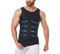 viiotu Compression Vest Men, Men's Gynecomastia Shapewear Vest - Slimming Undershirts for Chest Flattening & Tummy Control- Change in Seconds (UK, Alpha, L, Regular, Regular, Black)