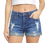 viiotu Women's Ripped Denim Shorts Mid Rise Distressed Jean Shorts Stretchy Casual Summer Shorts with Pockets Folded Hem