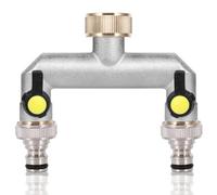 Viitech 2-Way Tap Water Distributor, 3/4 Inch Brass 2-Way Distributor Water with Individual Shut-off Valves, Water Connection Distributor for Garden, Washrooms, Car Washrooms