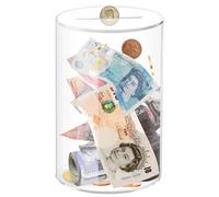 Viitech Clear Piggy Bank, 12 x 16cm Must Break to Open Acrylic Piggy Bank, Cylindrical Transparent Acrylic Money Saving Box for Budget and Save, Coin and Cash