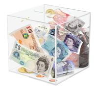 Viitech Clear Piggy Bank, 15x15x15cm Must Break to Open Acrylic Piggy Bank, Square Transparent Acrylic Money Saving Box for Budget and Save, Coin and Cash