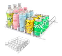 Viitech Fridge Drink Dispenser, 5 Rows Automatic Can Dispenser for Fridge, Width Adjustable Self Pushing Can Holder Soda Beer Can Organizer Holds up to 25 Cans