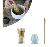 Viitech Matcha Tea Set of 3, Janpanese Matcha Ceremony Accessory Including Ceramic Tea Whisk Holder, Matcha Whisk and Tea Scoop, for Tea Ceremony Tea Drinking