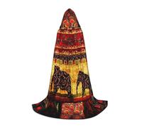 VIIUHVJBJ African Elephant Patchwork Print Hooded Cape For Teens - Cloak For Halloween Cosplayâ€‹ Carnival Theme Party Costume