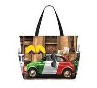 Viiuhvjbj Beautiful Italy Print Beach Bag Extra Large Capacity With Wet Compartment Foldable For Women Holiday Pool