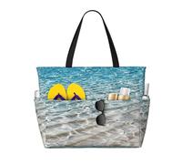 Viiuhvjbj Clear Sea Water Print Beach Bag Extra Large Capacity With Wet Compartment Foldable For Women Holiday Pool