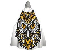 Viiuhvjbj Cute Owl Pattern Print Unisex Hooded Cloak Cape Adult Halloween Christmas Cosplay For Witch & Wizard Party