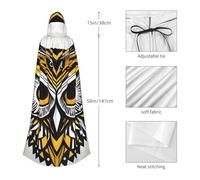 Viiuhvjbj Cute Owl Pattern Print Unisex Hooded Cloak Cape Adult Halloween Christmas Cosplay For Witch & Wizard Party