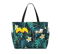 Viiuhvjbj Hawaiian Print Beach Bag Extra Large Capacity With Wet Compartment Foldable For Women Holiday Pool