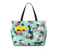 Viiuhvjbj Hot Dogs And Lemonade Print Beach Bag Extra Large Capacity With Wet Compartment Foldable For Women Holiday Pool
