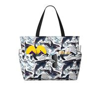 Viiuhvjbj Killer Whale Print Beach Bag Extra Large Capacity With Wet Compartment Foldable For Women Holiday Pool